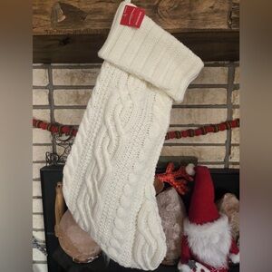 Cozy White Knit Christmas Stocking